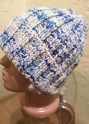 Шапка шерстяная, теплая, ручная связка.