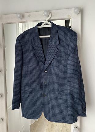 Чоловічий піджак класичний 100% шерсть темно-синій