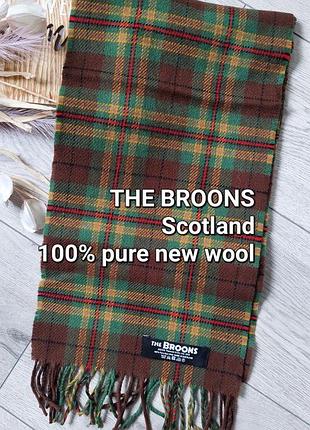 Шерстяной шотландский шарф тартан,зелено-коричневый клетчатый принт the broons(26 см на 168 см)