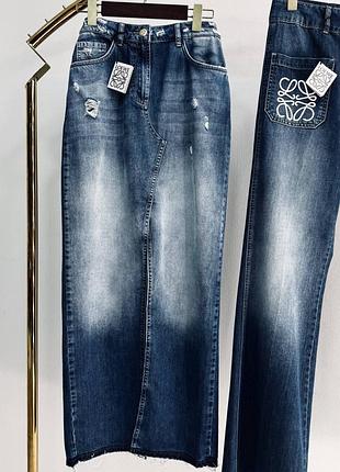 Жіноча довга джинсова юбка