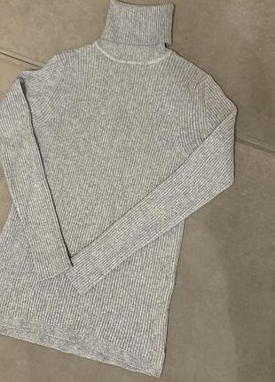 Удлиненный теплый гольф свитер водолазка серый s/m