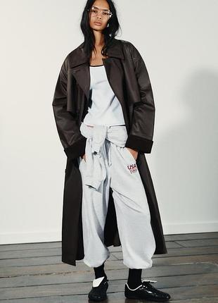 Длинное вощеное пальто zara original spain тренч зара пальто зара
