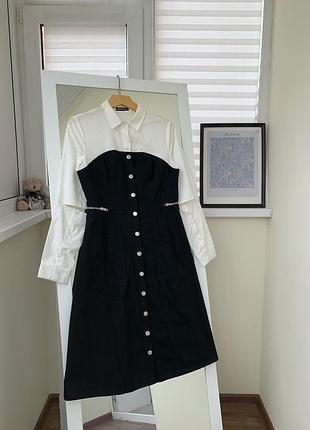 Джинсовое платье с элементом рубашки