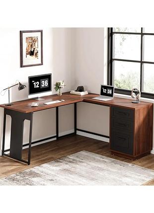 Письмовий l-подібний стіл з шухлядами — msmloft (140×50×75 см)