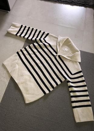 Лижний светр кофта з коміром в смужку лыжный свитер в полоску с воротником высокой горловиной горловиною