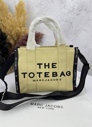 Жіноча бежева текстильна сумка тоут marc jacobs p2004