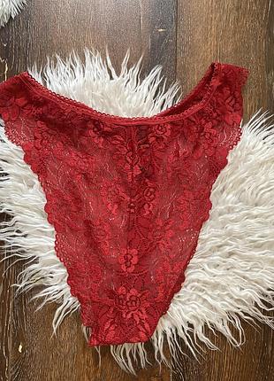 Трусики стрінги ажурні мереживо червоні