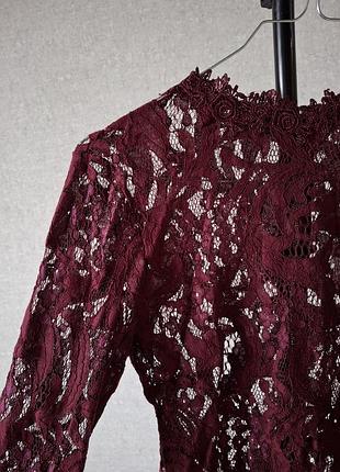 Кружевная бордовая/сливовая женская укороченная блуза размера 38-40. vagabond