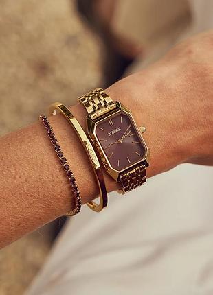 Наручний жіночий годинник burker isabell gold burgundy