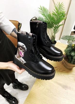 Ботинки женские с мехом мартенс dr martens