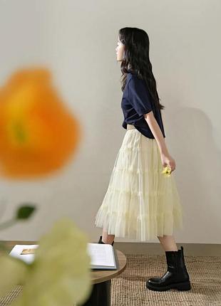 Сливочная пышная юбка — модный осенний аксессуар! идеально подчеркнет стильный образ этой осенью 🍂 размер m,