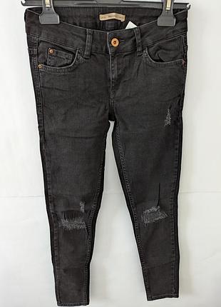 Джинсы женские pull &amp; bear, 34,хлопок,эластан,черные,джинсы,пулендбир,прямые, милые,низкие, узкие, скинни, зауженные,рваные,колина, обтягивающие