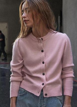 Кашеміровий рожевий вовняний светр zara new
