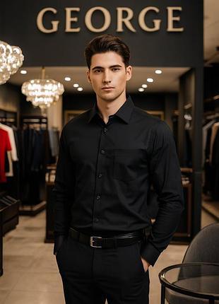 Сорочка чоловіча george чорна, розмір m, бавовна + поліестер