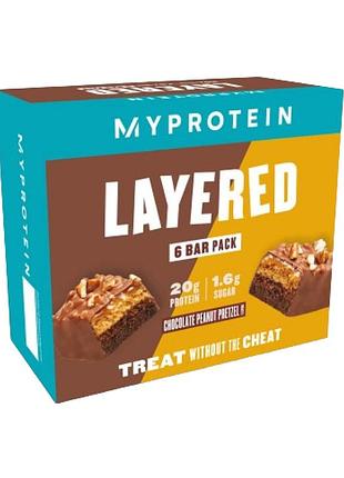 Батончик з шоколадом layered bar 12x60g chocolate peanut pretzel