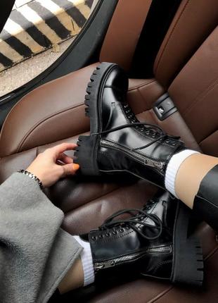 🖤🍁🖤tractor boot black premium🖤🍁🖤женские высокие черные ботинки весна-осень премиум7 фото