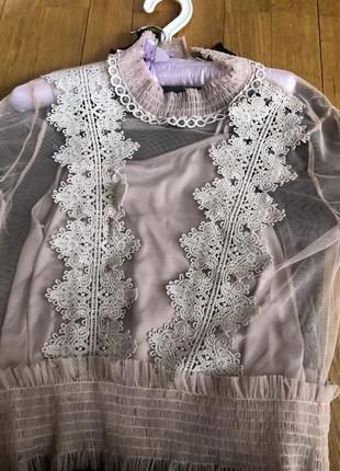 Нежная красивая блуза шифон фатин кружево