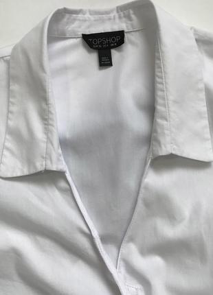 Актуальная стильная белая натуральная рубашка с бантом topshop8 фото