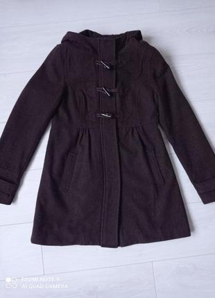 Шерстяное пальто с капюшоном пальто демисезон
