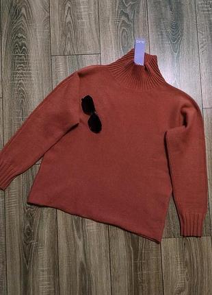 Новый терракотовый свитер с высоким воротом