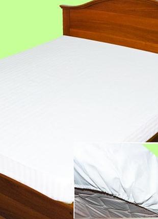 Простынь на резинке сатин - страйп белая от производителя ярослав