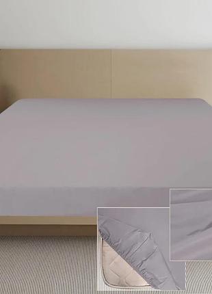 Простынь сатин на резинке серо - голубая от производителя ярослав украина