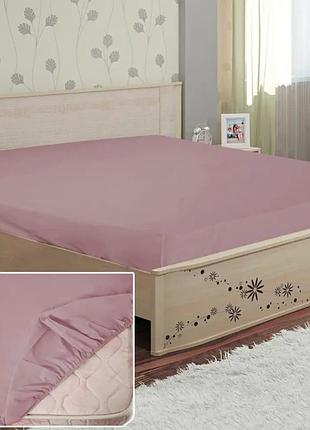 Простынь бязь на резинке бежево - сливовая, простынь хлопок от производителя ярослав украина