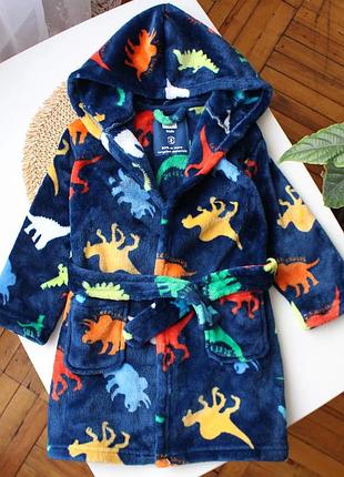 Мягкий махровый халат в динозавры f&amp;f 3-4 года