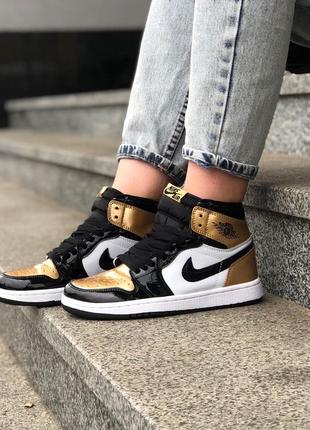 🧡🖤nike air jordan 1 retro high gold🖤🧡кроссовки женские найк джордан 1 високі жіночі кросівки найк джордан3 фото