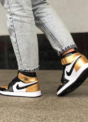 🧡🖤nike air jordan 1 retro high gold🖤🧡кросівки жіночі найк джордан 1 високі жіночі кросівки найк джордан4 фото