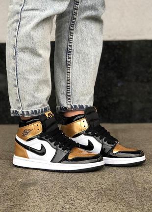 🧡🖤nike air jordan 1 retro high gold🖤🧡кроссовки женские найк джордан 1 високі жіночі кросівки найк джордан6 фото