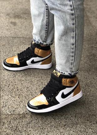 🧡🖤nike air jordan 1 retro high gold🖤🧡кросівки жіночі найк джордан 1 високі жіночі кросівки найк джордан7 фото