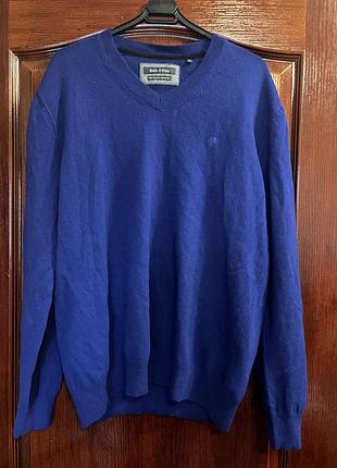 Чоловічий светер джемпер пуловер вовна ягня синій колір marc o'polo xl оригінал