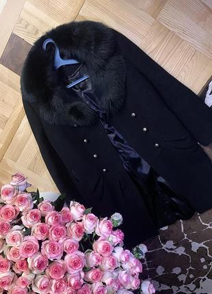 Пальто кашемировое dolce gabbana оригинал с мехом черный