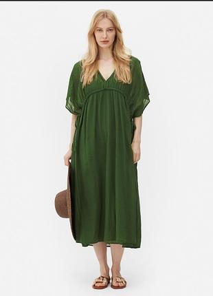 Платье миди натуральное коттон зеленое primark