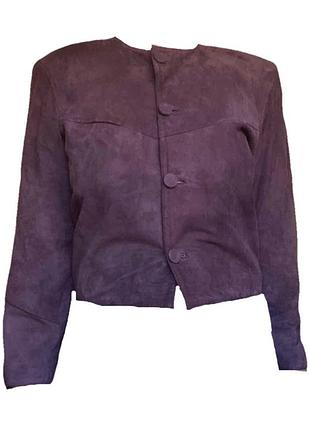 Замшевий піджак жакет з акцентними широкими плечима