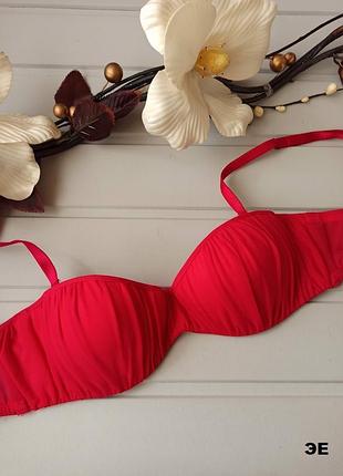 Красивый малиновый бюстгальтер балконетт 75в