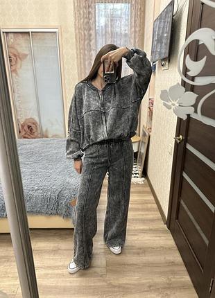 Спортивный костюм варенка утепленый с штанами палаццо