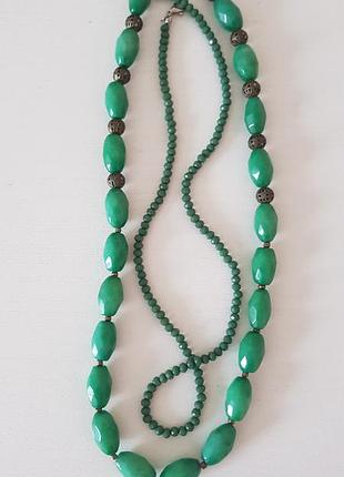 Хризопраз крупний 50см намисто зелене  колье из хризолита