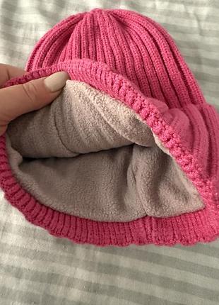 Шапка в рубчик на флісі