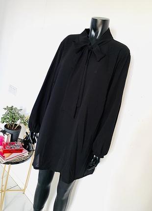 Черная блуза с бантом yours london 🌑 длинный рукав uk26-28 большой размер made in uk