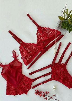 Комплект лиф и трусики стринги сетевые (без пеньюара)