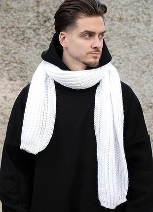 Мужской теплый вязаный шарф without carry white