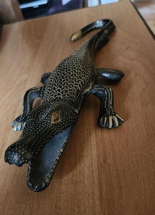 Статуэтка фигурка коллекционная крокодил металлов медь ручная работа