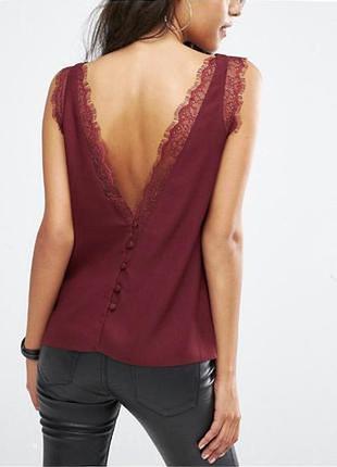 Распродажа майка asos топ блузка с вырезом сзади и кружевной отделкой