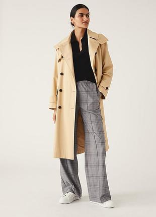 Клетчатые брюки широкого кроя на резинке на высокую девушку