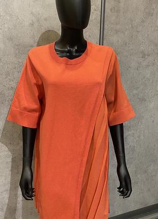 Cos arket плаття сукня помаранчева комбінована трикотаж з плиссе