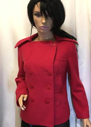 Полупальто женское двубортное шерстяное f&f красное