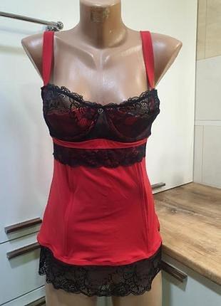Яскравий звабливий пеньюар корсет з мереживом і кріпленням для панчіх love&honey