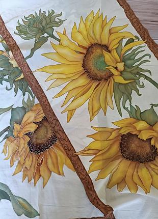 Шарф натуральний шовк соняшники